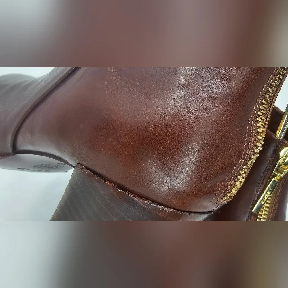 Aerin Women's Fuller Brown Leather Zip Up Ultra High Heel Ankle Boots Size 10M